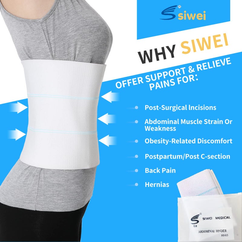 Ççs S Abdominal Binder Post Surgery - Elastic Waist Band for Stomach Support & Compression, Bariatric, Tummy Tuck | Latex-free, Breathable Belly Wrap Hernia Belt Lipo Garment - (30" - 45") 3 PANEL - 9" - Image 3